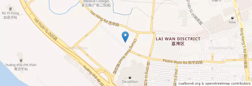 Mapa de ubicacion de 詹天佑小学 en 中国, 広東省, 広州市, 荔湾区, 多宝街道.