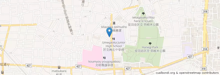 Mapa de ubicacion de 世田谷消防署 松原出張所 en Jepun, 東京都, 世田谷区.