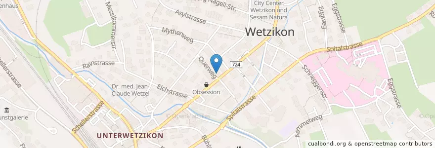 Mapa de ubicacion de Yeh en Suisse, Zurich, Bezirk Hinwil, Wetzikon (Zh).