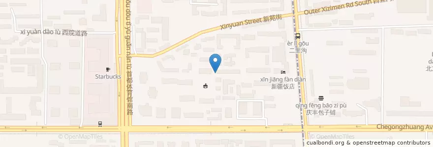 Mapa de ubicacion de 首都师范大学实验小学 en 중국, 베이징시, 허베이성, 西城区.