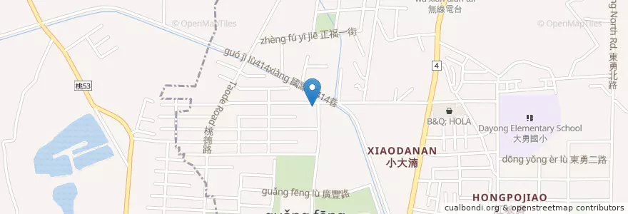 Mapa de ubicacion de 丁丁藥局 en Taiwan, Taoyuan, Distretto Di Bade.