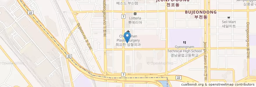 Mapa de ubicacion de KEB하나은행 서면남지점 en Korea Selatan, 부산, 부산진구, 부전동.