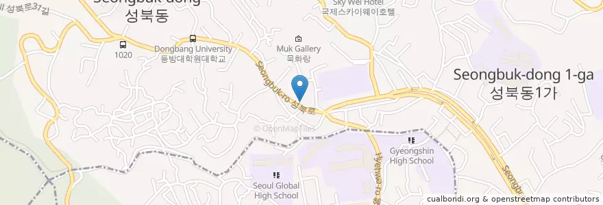 Mapa de ubicacion de 김명자 낙지볶음 en Korea Selatan, 서울, 성북구.