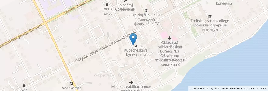 Mapa de ubicacion de 7 пятниц en روسيا, منطقة فيدرالية أورالية, أوبلاست تشيليابنسك, Троицкий Городской Округ.