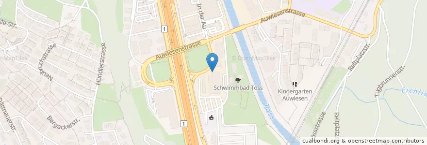 Mapa de ubicacion de Bistro Auwiesen en Schweiz/Suisse/Svizzera/Svizra, Zürich, Bezirk Winterthur, Winterthur.
