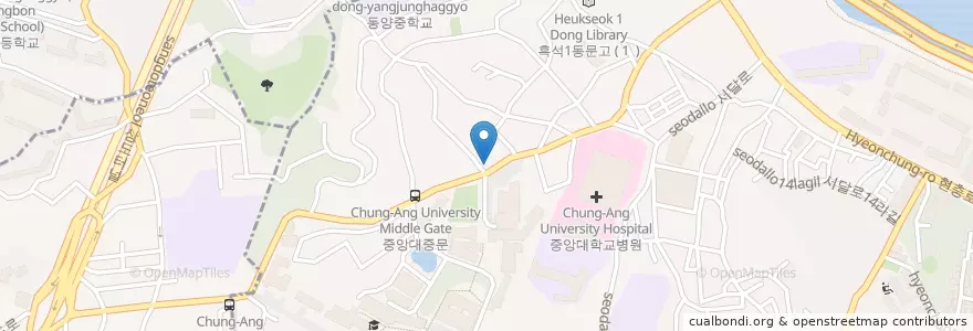 Mapa de ubicacion de 이디야커피 중앙대점 en Korea Selatan, 서울, 동작구, 흑석동.