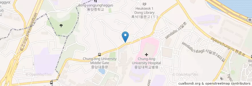Mapa de ubicacion de 베스킨라빈스31 en Korea Selatan, 서울, 동작구, 흑석동.