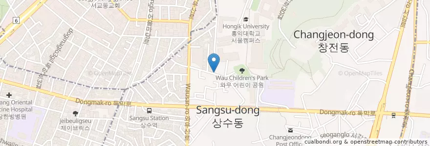 Mapa de ubicacion de 스시해적키친 en Zuid-Korea, Seoel, 마포구, 서강동.