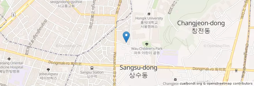 Mapa de ubicacion de 달나라 식탁 en Corée Du Sud, Séoul, 마포구, 서강동.
