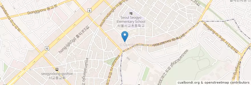 Mapa de ubicacion de 지지고 en Coreia Do Sul, Seul, 마포구, 서교동.