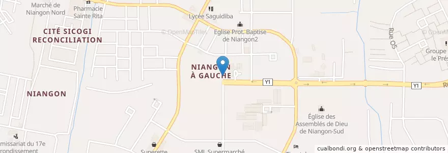 Mapa de ubicacion de CPPE Niangon en Fildişi Sahili, Abican, Yopougon.
