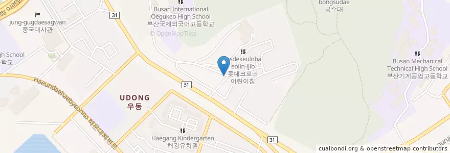 Mapa de ubicacion de 스시베리 en 대한민국, 부산, 해운대구, 우동.