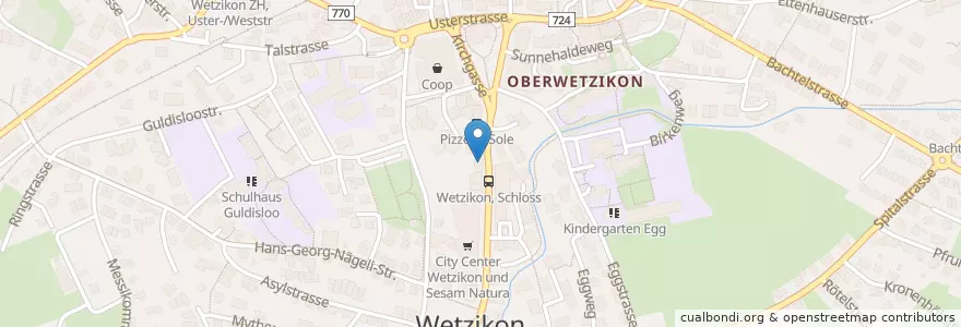 Mapa de ubicacion de Banhow en Schweiz, Zürich, Bezirk Hinwil, Wetzikon (Zh).