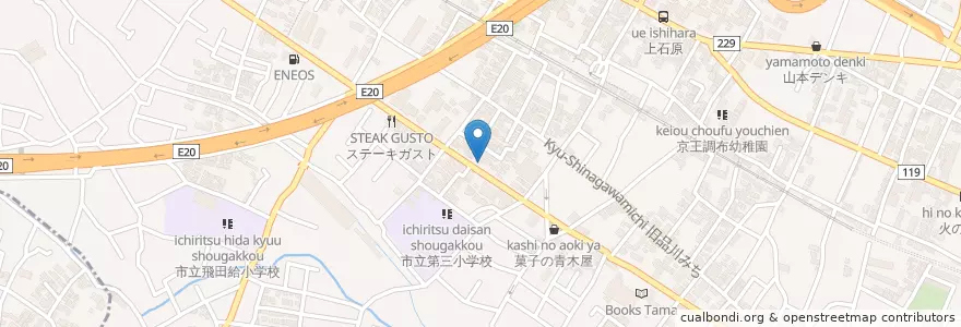 Mapa de ubicacion de 江川亭 en Giappone, Tokyo, 調布市.