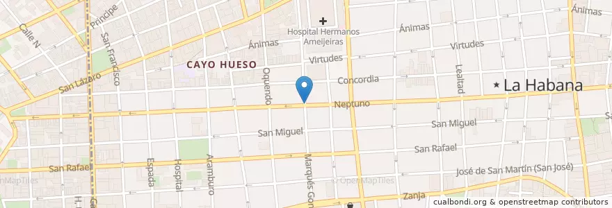 Mapa de ubicacion de Neptuno Bar en كوبا, La Habana, Centro Habana.