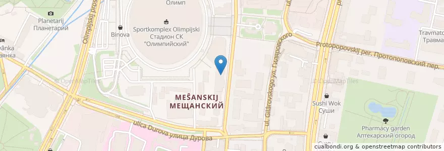 Mapa de ubicacion de Папа Джонс en Rusia, Distrito Federal Central, Москва, Distrito Administrativo Central, Мещанский Район.