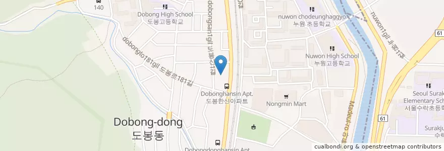 Mapa de ubicacion de GS칼텍스 도봉주유소 en 대한민국, 서울, 도봉구, 도봉2동.