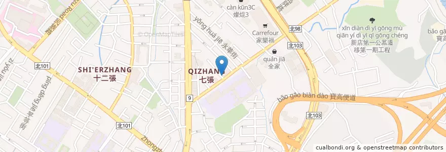 Mapa de ubicacion de 呷尚寶 en تايوان, تايبيه الجديدة, 新店區.