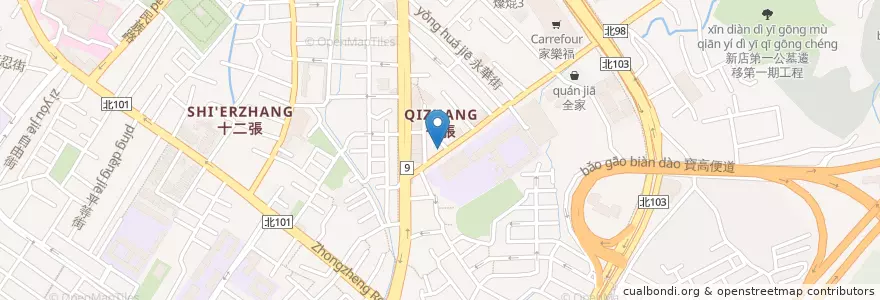 Mapa de ubicacion de 文海煎包 en 臺灣, 新北市, 新店區.