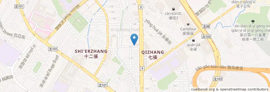 Mapa de ubicacion de 大骨麵手工水餃 en 臺灣, 新北市, 新店區.