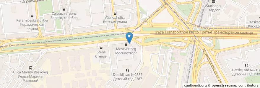Mapa de ubicacion de 36,6 en Rusia, Distrito Federal Central, Москва, Северный Административный Округ, Район Беговой.