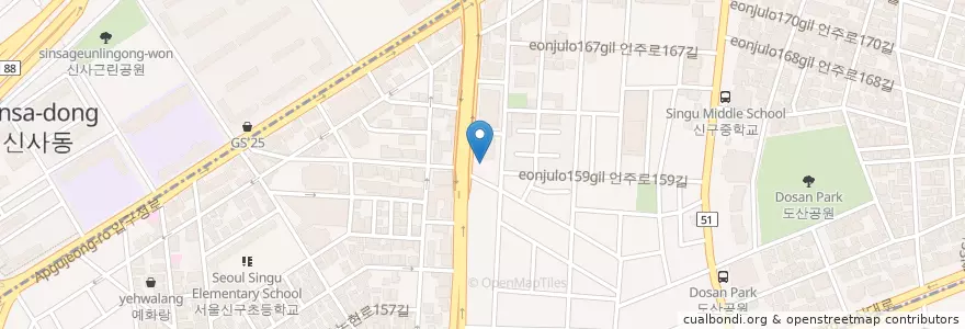 Mapa de ubicacion de 맥도날드 압구정CGV점 en Korea Selatan, 서울, 강남구, 신사동, 압구정동.