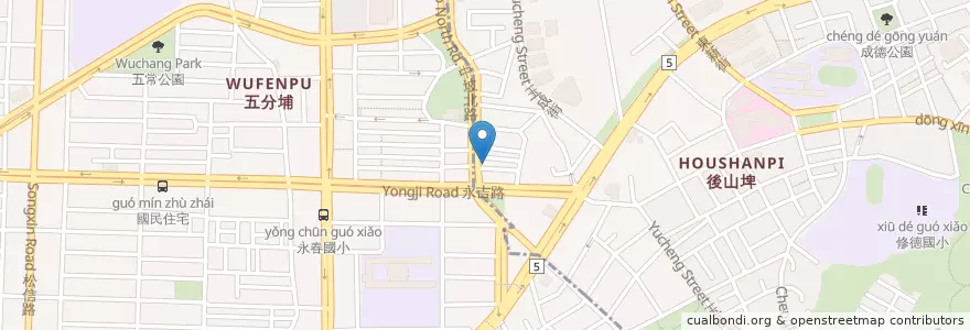 Mapa de ubicacion de 五分埔生魚片 en 臺灣, 新北市, 臺北市, 信義區.