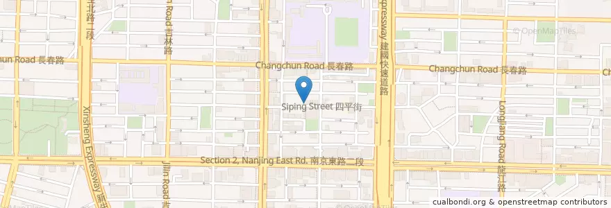 Mapa de ubicacion de 四平街愛神 en Taiwan, 新北市, Taipé, 中山區.