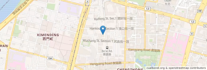 Mapa de ubicacion de 臺灣土地銀行 en تايوان, تايبيه الجديدة, تايبيه, 中正區.