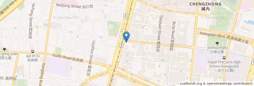 Mapa de ubicacion de 嘟嘟房貴陽站 en Tayvan, 新北市, Taipei, 萬華區, 中正區.