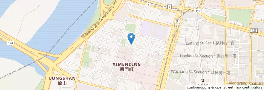 Mapa de ubicacion de 狗一下居酒食堂 en Taiwán, Nuevo Taipéi, Taipéi, 萬華區.