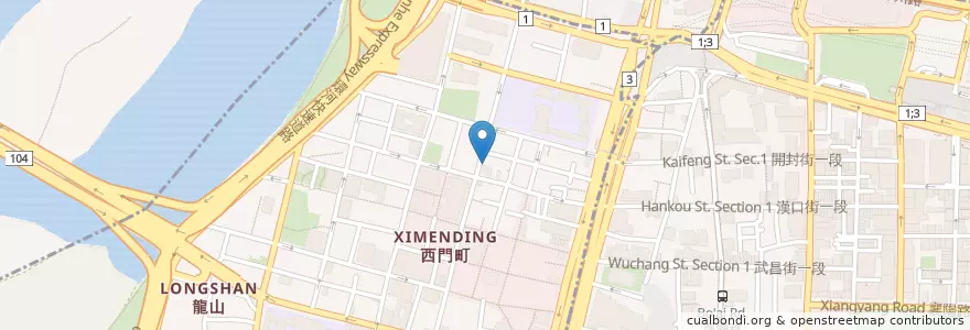 Mapa de ubicacion de 巧雅麵食館 en 臺灣, 新北市, 臺北市, 萬華區.