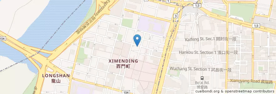 Mapa de ubicacion de 萬國酸菜麵 en تايوان, تايبيه الجديدة, تايبيه, 萬華區.