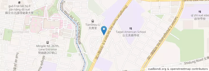 Mapa de ubicacion de 星巴克 en تایوان, 新北市, تایپه, 北投區, 士林區.