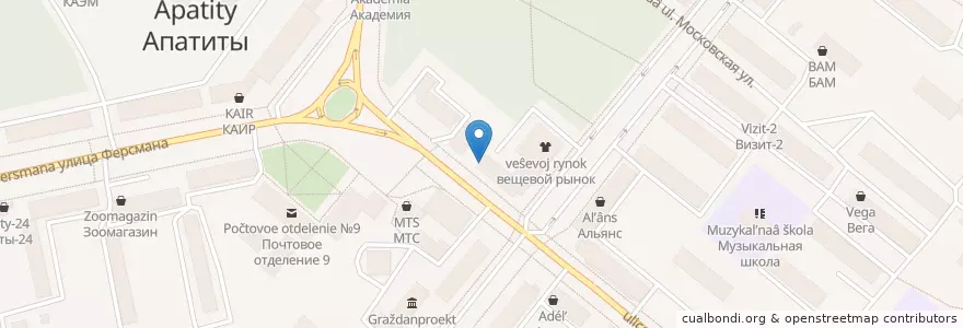 Mapa de ubicacion de Сливки en ロシア, 北西連邦管区, Мурманская Область, Городской Округ Апатиты.