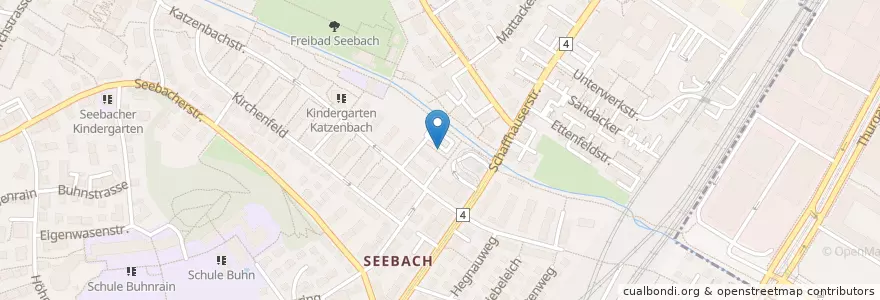 Mapa de ubicacion de Zürich Seebach VBZ Haltestelle en 스위스, 취리히, Bezirk Zürich, Zürich.