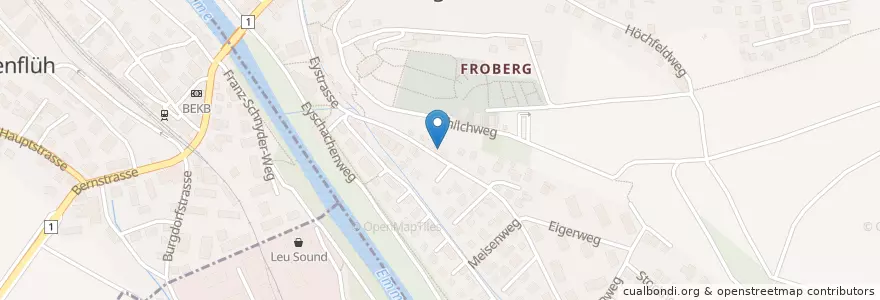 Mapa de ubicacion de Kita Kinderwelt Kirchberg en 瑞士, 伯尔尼, Verwaltungsregion Emmental-Oberaargau, Verwaltungskreis Emmental.