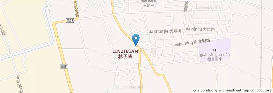 Mapa de ubicacion de 瑞玲外省麵 en Тайвань, Гаосюн, 大社區.