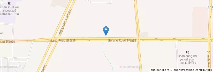 Mapa de ubicacion de 公共卫生间 en 中国, 山东省, 济南市, 历下区, 建筑新村街道.