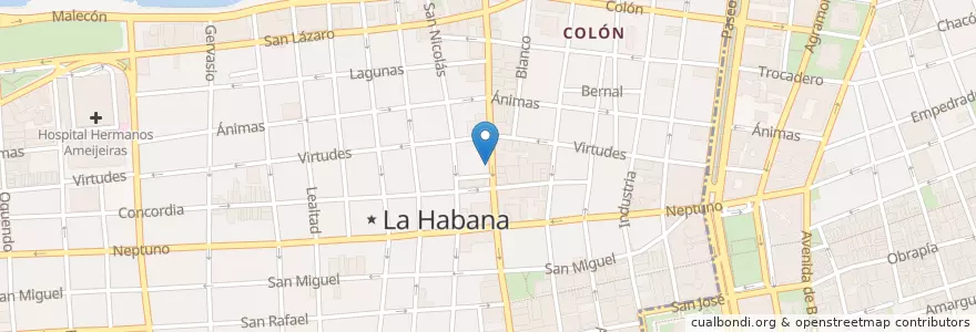 Mapa de ubicacion de Hamburguesería Cumba King en Kuba, Havanna, Centro Habana.
