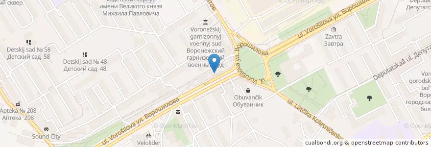 Mapa de ubicacion de Шаурма №1 en Russie, District Fédéral Central, Oblast De Voronej, Городской Округ Воронеж.