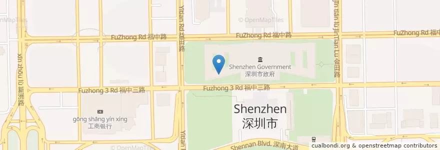 Mapa de ubicacion de 深圳市人民政府 en الصين, غوانغدونغ, شنجن (الصين), 福田区.
