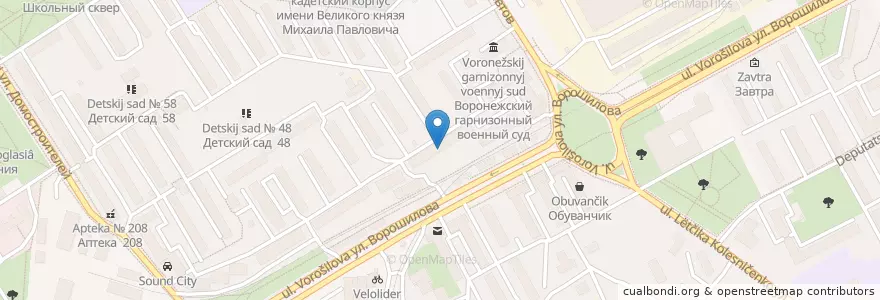 Mapa de ubicacion de На троих en Rusia, Distrito Federal Central, Óblast De Vorónezh, Городской Округ Воронеж.