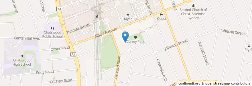 Mapa de ubicacion de Dougherty Community Centre en Australië, Nieuw-Zuid-Wales, Willoughby City Council, Sydney.