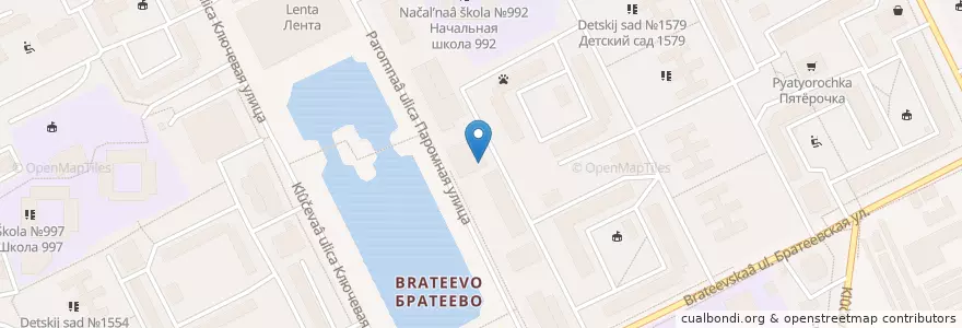 Mapa de ubicacion de Алло пицца en Russie, District Fédéral Central, Moscou, Южный Административный Округ, Район Братеево.