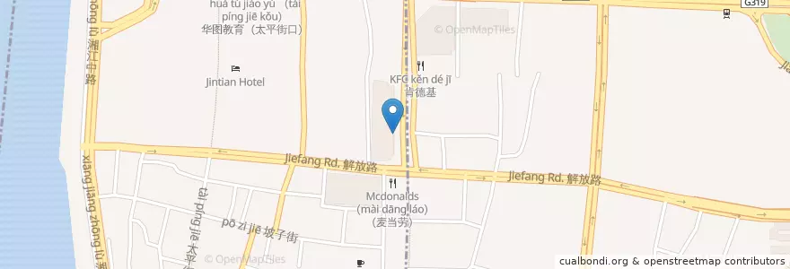 Mapa de ubicacion de KFC en 중국, 후난성, 长沙市 / Changsha, 天心区.