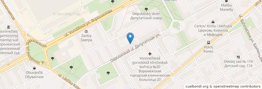 Mapa de ubicacion de Медицинский кабинет на Депутатской, 12 en Russia, Central Federal District, Voronezh Oblast, Voronezh.