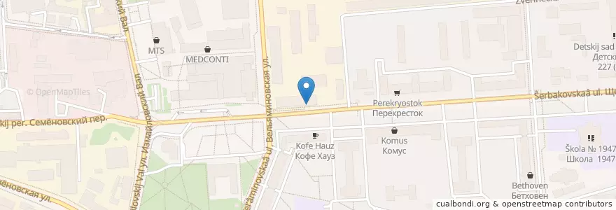 Mapa de ubicacion de Шоколадница en Rússia, Distrito Federal Central, Москва, Восточный Административный Округ, Район Соколиная Гора.