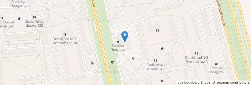 Mapa de ubicacion de Библиотека №10 Московского района en Russie, District Fédéral Du Nord-Ouest, Oblast De Léningrad, Saint-Pétersbourg, Московский Район, Округ Гагаринское.