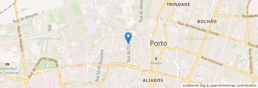 Mapa de ubicacion de Tábua Rasa en 葡萄牙, 北部大區, Área Metropolitana Do Porto, Porto, Porto, Cedofeita, Santo Ildefonso, Sé, Miragaia, São Nicolau E Vitória.